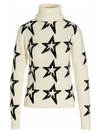 Perfect Moment Star Dust Intarsia Merino Wool Turtleneck Sweater In White/black