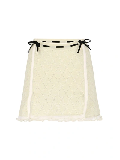 Cormio Isha Cotton Blend Knit Mini Skirt In Cream