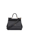 Dolce & Gabbana Sicily Medium Leather Shoulder Bag In Black