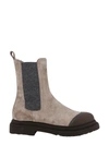 Brunello Cucinelli Suede Ankle Boots With Iconic Jewel Application