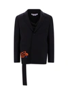 OFF-WHITE WOOL BLEND BLAZER WITH EMBROIDERED MULTICOLOR LOGO