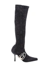 Diesel Eclipse D-eclipse Kbt Boots Black Denim Knee-high Boot With Logo - D-eclipse Kbt Boots