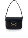 GUCCI LEATHER SHOULDER BAG WITH ICONIC HORSEBIT