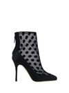 Manolo Blahnik Mukinka 105 Satin-trimmed Polka-dot Mesh Ankle Boots