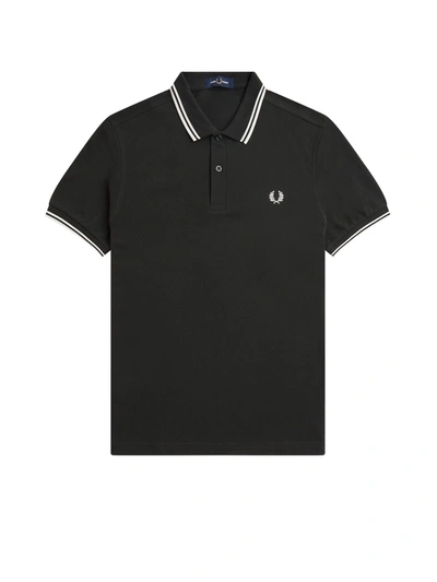 Fred Perry Cotton Polo Shirt With Embroidered Logo In Black