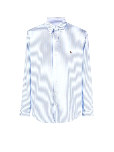 Polo Ralph Lauren Striped Cotton Shirt In 6055 White/heritage Royal