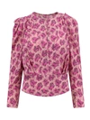 Isabel Marant Printed Blouse With Buttoned Cuffs And Ruched Shoulders