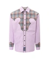 MAISON MARGIELA COTTON SHIRT WITH INSERT WITH MADRAS MOTIF