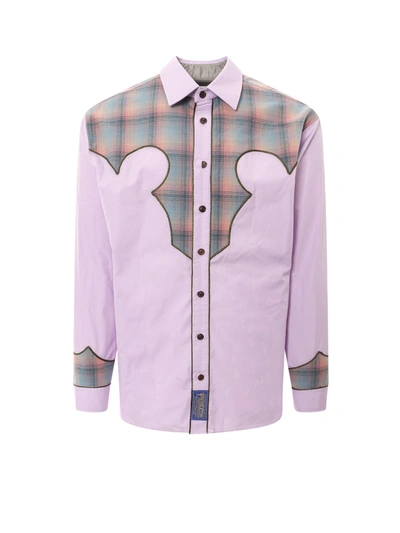 MAISON MARGIELA COTTON SHIRT WITH INSERT WITH MADRAS MOTIF