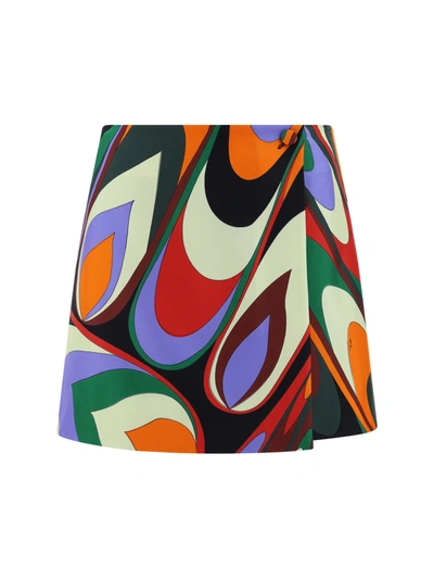 Emilio Pucci Silk Twill Skirt In Multicolor