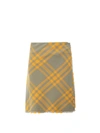 Burberry Fringed Pleated Checked Woven Mini Wrap Skirt
