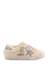 GOLDEN GOOSE SHEARLING SNEAKERS WITH GLITTER