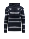 Saint Laurent Striped Hooded Sweatshirt In Black