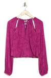 Veronica Beard Sionne Paisley Puff Sleeve Silk Blend Top In Pink In Bright Magenta