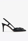 Valentino Garavani Vlogo Signature Slingback Pump In Eel 80mm Woman Black 42 In Black