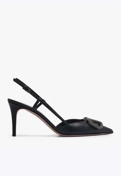 Valentino Garavani 80 Vlogo Slingback Pumps In Calf Leather In Black