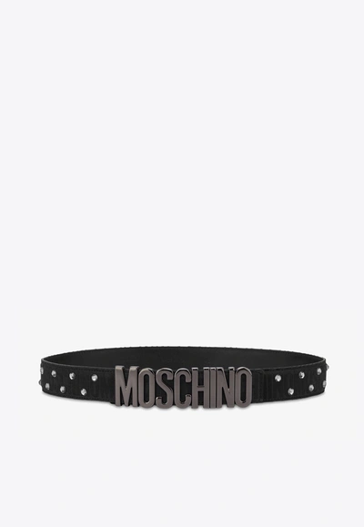 Moschino All-over Jacquard Logo Belt In Black