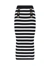 Balmain Stripe Button Detail Cotton Knit Skirt In Black