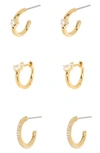Nadri Assorted 3-pack Cz Huggie Hoop Earrings In Gold