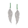 Ross-simons Emerald And . Diamond Removable Angel Wing Drop Earrings In Sterling Silver In Green