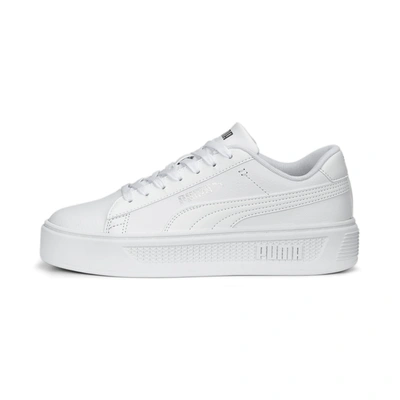 Puma Women's Smash Platform V3 Sneakers In White- White