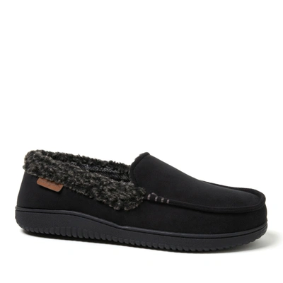 Dearfoams Men's Alexander Microsuede Moccasin Slippers With Berber Casing In Black