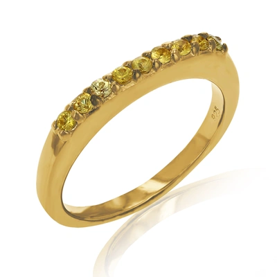 Vir Jewels 1/4 Cttw Yellow Sapphire Wedding Band Yellow Gold Plated Over Silver