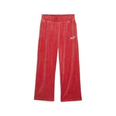 Puma Women's Essential Elevated Velour Straight-leg Sweatpants In Astro Red