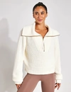 Varley Mentone Half-zip Knit Pullover In White