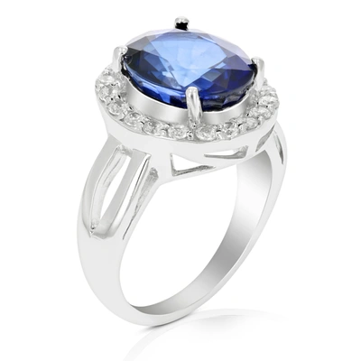 Vir Jewels 4.90 Cttw Created Blue Sapphire Ring .925 Sterling Silver Oval 12x10 Mm