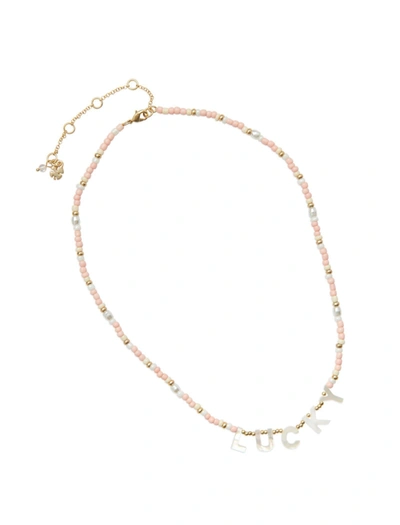 Lucky Brand Gold-tone & Color Beaded Lucky Collar Necklace, 16" + 3" Extender In Yellow