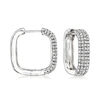 Ross-simons Pave Diamond Square Hoop Earrings In Sterling Silver In White