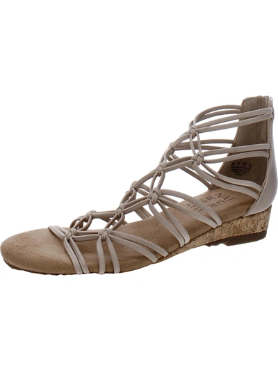 Naturalizer Renee Womens Leather Strappy Gladiator Sandals In Beige