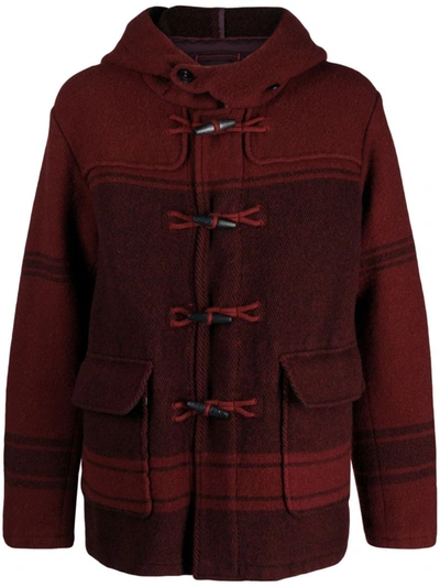 C.p. Company Checked Virgin-wool Duffle Coat In Rojo Oscuro