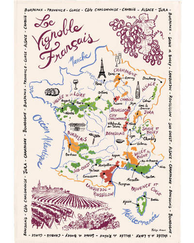 Torchons & Bouchons Wine Map Tea Towels (set Of 2)