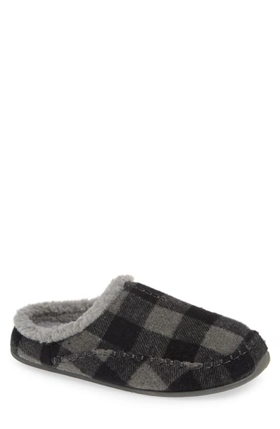 Deer Stags Men's Nordic Deer Stag Faux-shearling Slipperooz Slippers In Grey Black