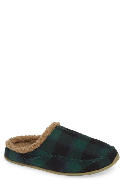 Deer Stags Men's Nordic Deer Stag Faux-shearling Slipperooz Slippers In Dark Green