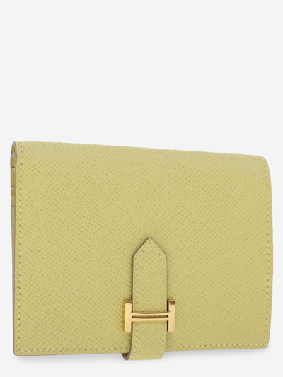 Hermes Leather Wallet In Yellow