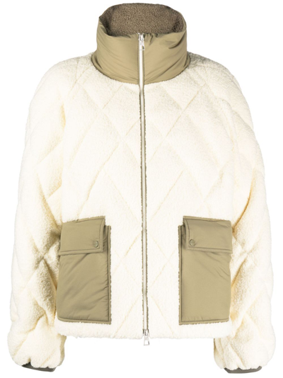 Moncler Jonquille Quilted Sherpa Jacket In White