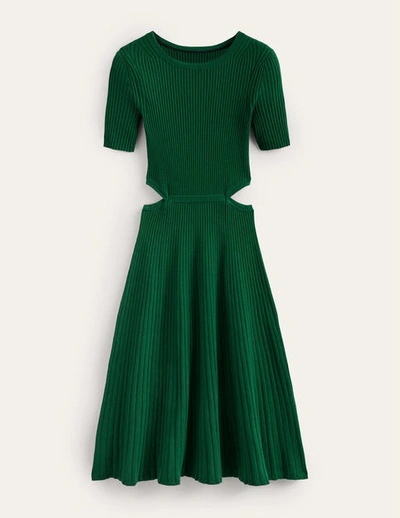 Boden Cut Out Knitted Midi Dress Emerald Night Women  In Green