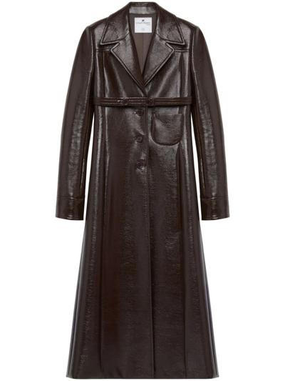 Courrèges Heritage Belted Tailored Coat In Brown