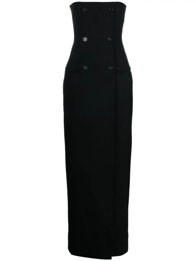 Stella Mccartney + Net Sustain Strapless Double-breasted Wool Maxi Dress In Black