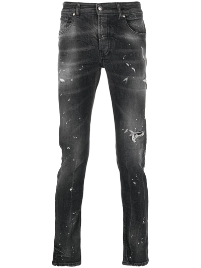 John Richmond Iggy Skinny Jeans With Distressed Effect In Black