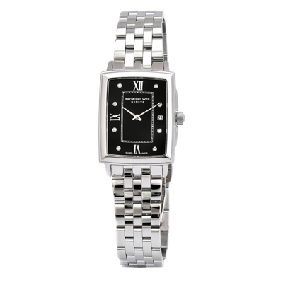 Raymond Weil Women's Swiss Toccata Diamond (1/5 Ct. T.w.) Stainless Steel Bracelet Watch 22.6x28.1mm In Black