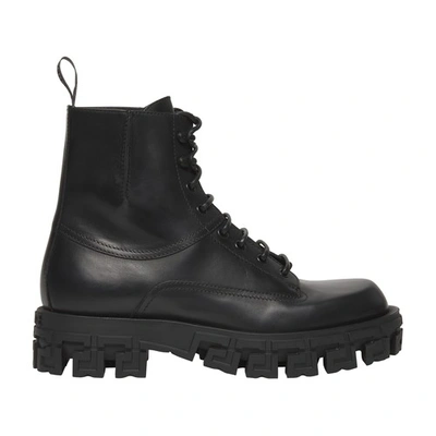 Versace Lace-up Boots In 1b000_black