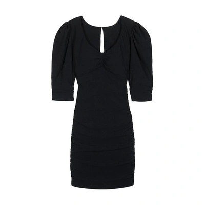 Ba&sh Wally Ruched Puff-sleeve Minidress In Black