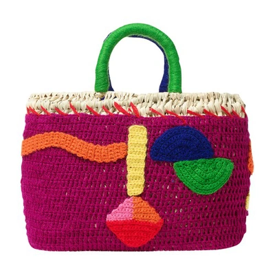 Eres Micro Besos Straw Tote Bag In Multico