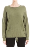 Max Studio Drawstring Hem Pullover Sweater In Htr Sage