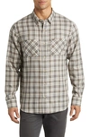 TRAVISMATHEW CLOUD PLAID FLANNEL BUTTON-UP SHIRT