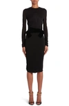 TOM FORD WRAP DETAIL MIXED MEDIA LONG SLEEVE COCKTAIL DRESS